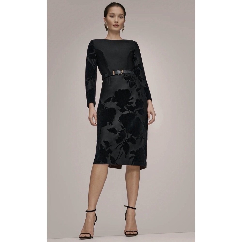 NWT Donna Karan New York Embossed Boat Neck Dress, size 4, Black, $199